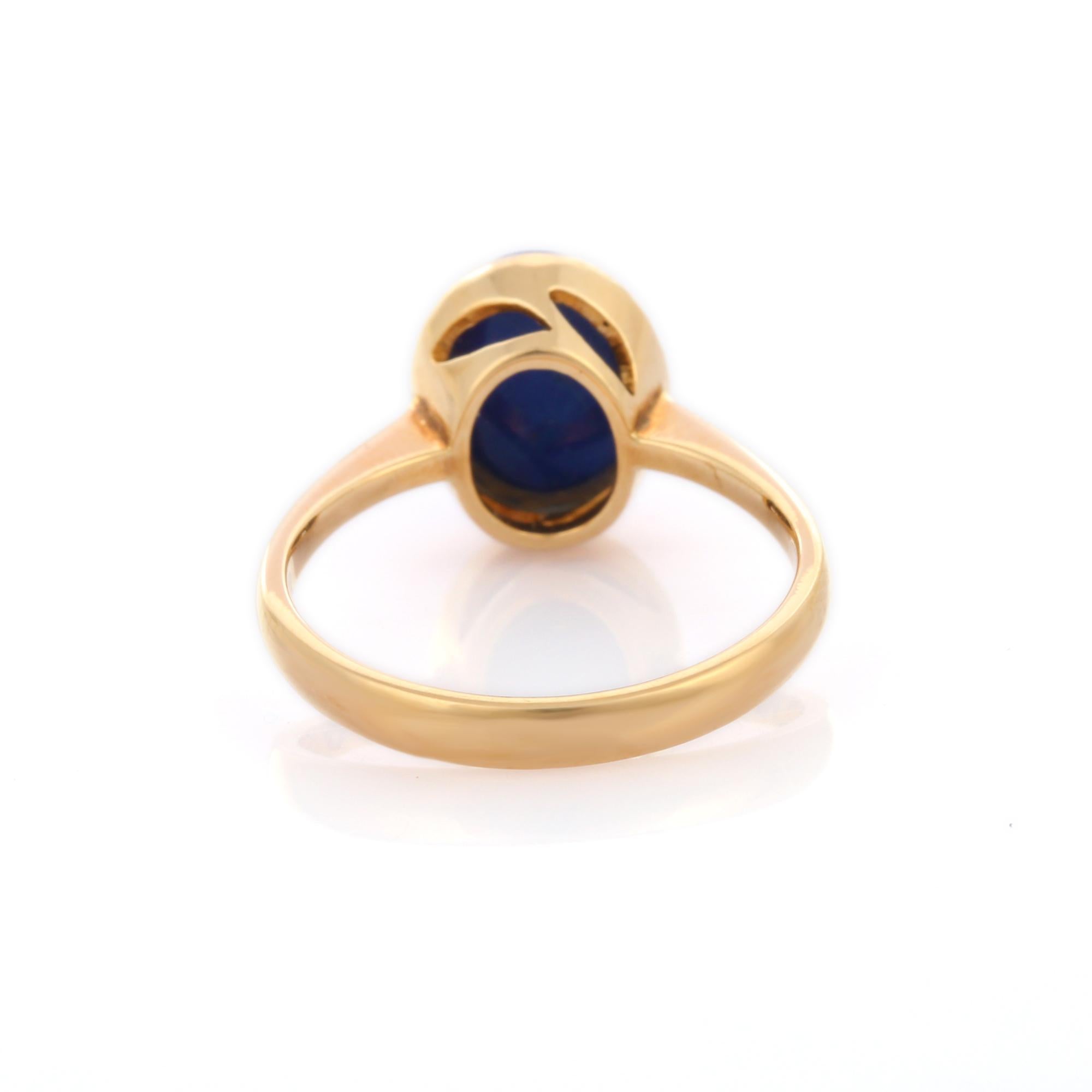 For Sale:  2.87 Carat Lapis Lazuli Solitaire Ring in 18K Yellow Gold  5