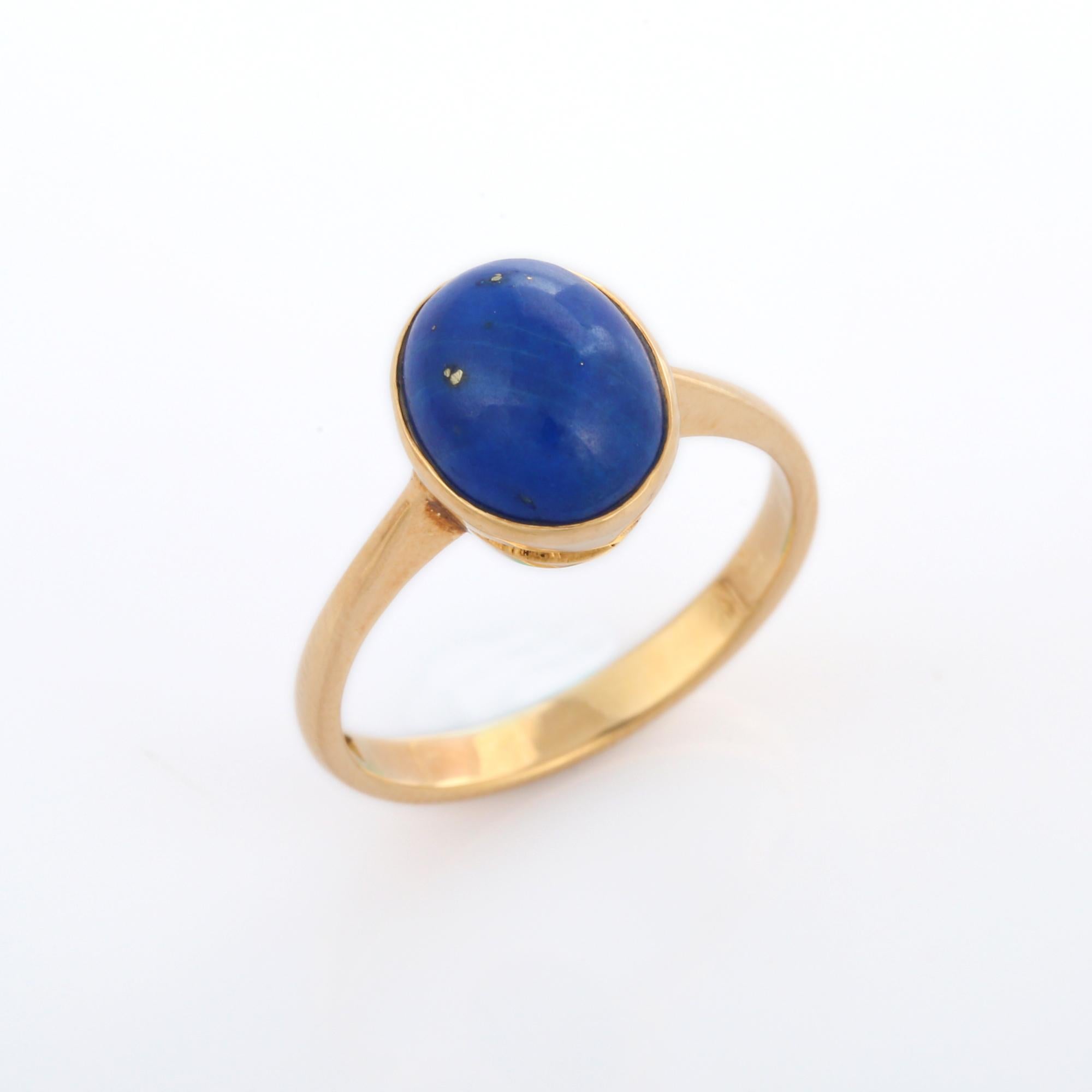 En vente :  Bague solitaire en or jaune 18 carats et lapis-lazuli de 2,87 carats  7