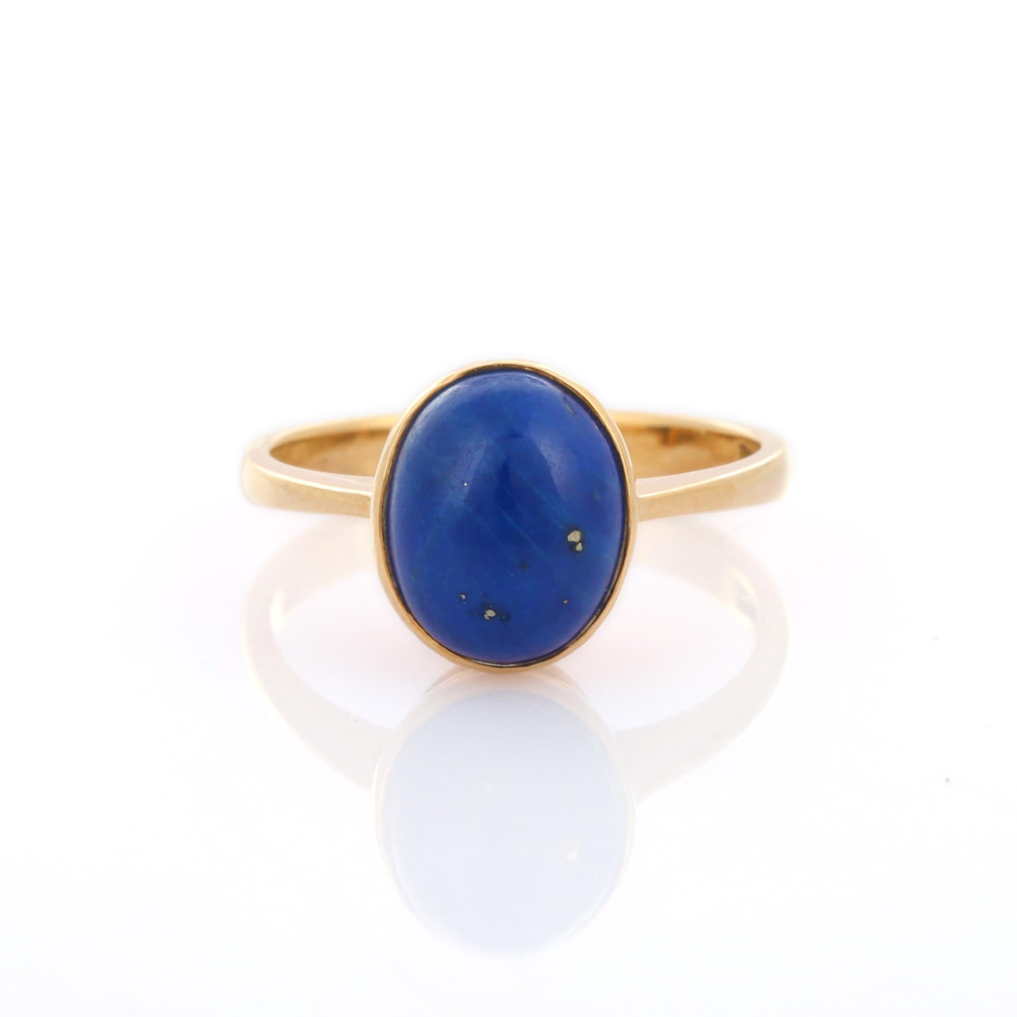 For Sale:  2.87 Carat Lapis Lazuli Solitaire Ring in 18K Yellow Gold  9