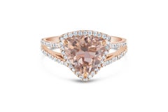 2.87 Carat Morganite Diamond 14 Karat Rose Gold Halo Ring