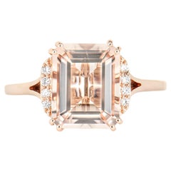 2.87 Carat Morganite Fancy Ring in 18Karat Rose Gold with White Diamond.  