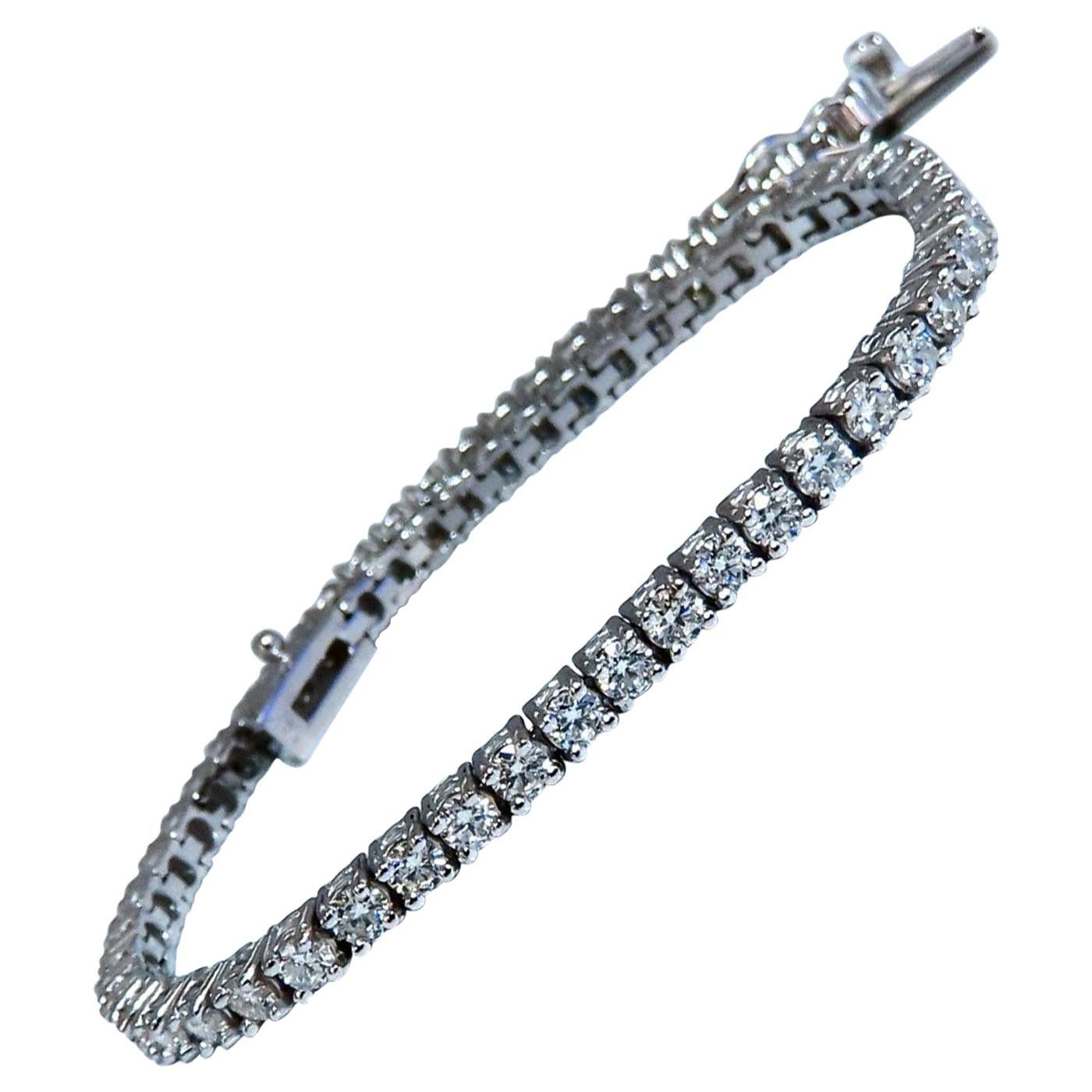2.87 Carat Natural Diamonds Tennis Bracelet 14 Karat Gold Classic Riviera*