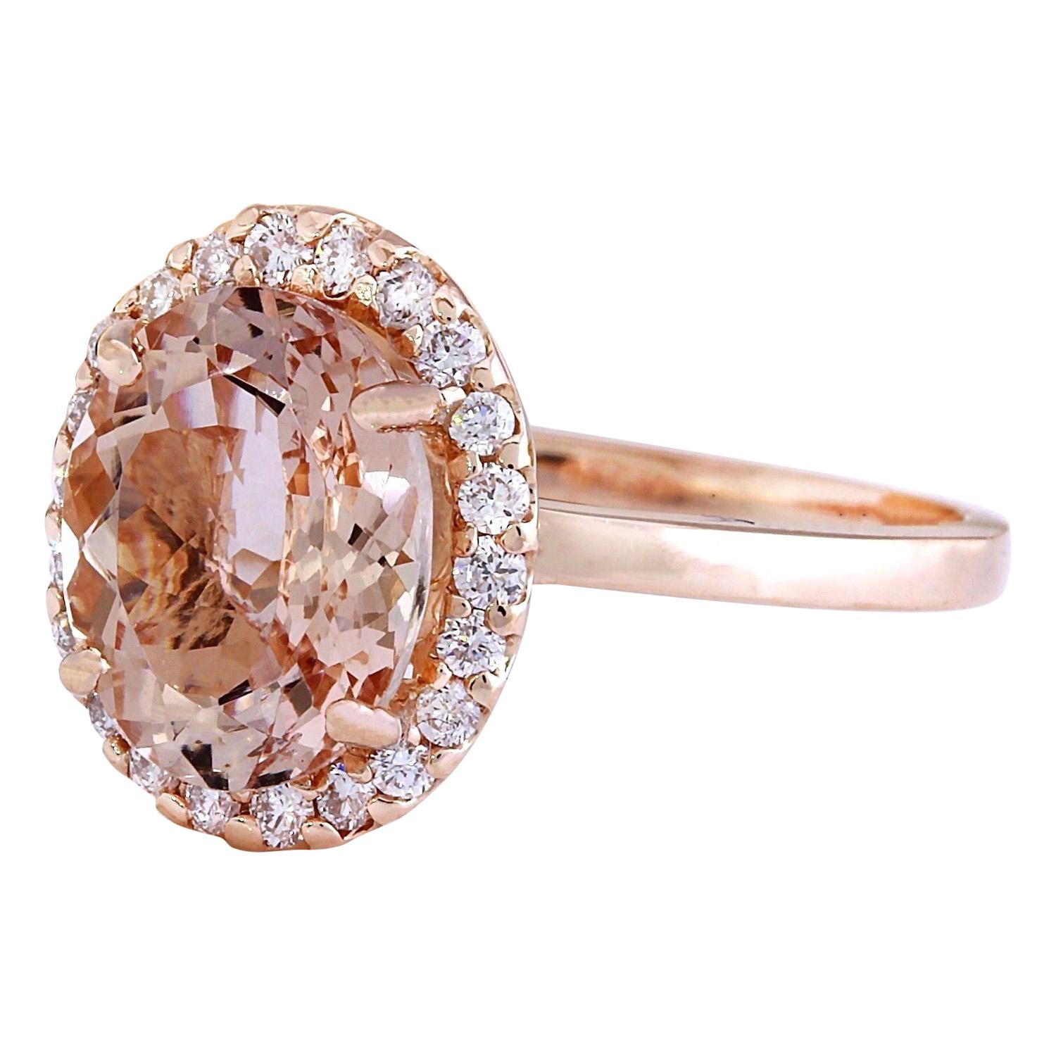 2.87 Carat Natural Morganite 14K Solid Rose Gold Diamond Ring
 Item Type: Ring
 Item Style: Cocktail
 Material: 14K Rose Gold
 Mainstone: Morganite
 Stone Color: Peach
 Stone Weight: 2.57 Carat
 Stone Shape: Oval
 Stone Quantity: 1
 Stone