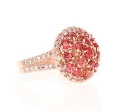 2.87 Carat Natural Red Sapphire and Natural Diamond Rose Gold Cocktail Ring