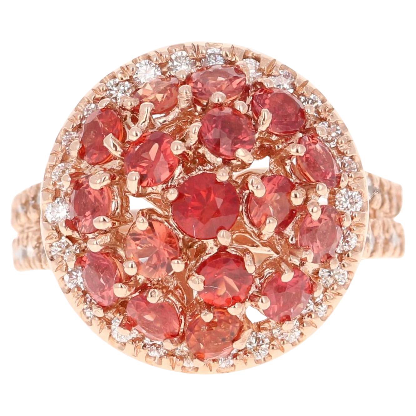 Cocktailring aus Rosegold mit 2,87 Karat rotem Saphir und natürlichem Diamant