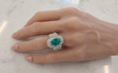 2.87 Carat Oval Emerald & Diamond Cocktail Ring in 18K White Gold