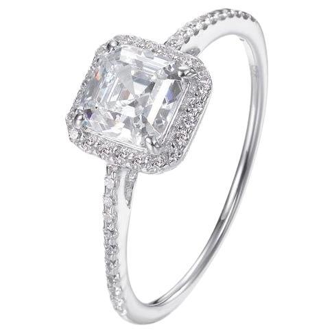 2.87 Carat Princess Cut Cubic Zirconia Halo Engagement Bridal Wedding Band Ring For Sale