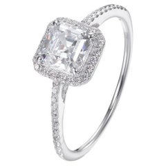 2.87 Carat Princess Cut Cubic Zirconia Halo Engagement Bridal Wedding Band Ring
