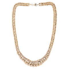 2.87 Carat SI Clarity HI Color Diamond Cuban Chain Necklace 18 Karat Yellow Gold