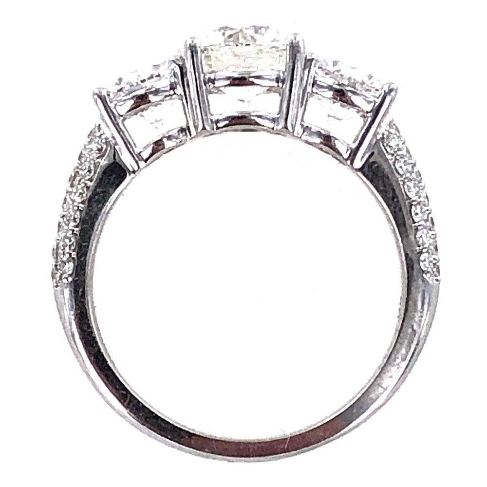 Modern 2.87 Carat Three-Stone Diamond Engagement Ring GIA Certified Diamonds