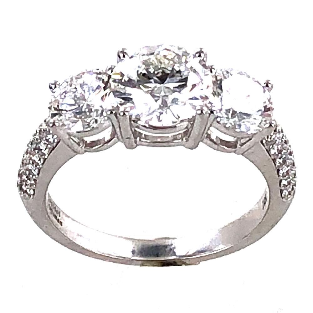 2.87 Carat Three-Stone Diamond Engagement Ring GIA Certified Diamonds In Excellent Condition In Boca Raton, FL