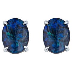 Clous d'oreilles Lightning Ridge en opale de forme ovale d'un poids total de 2,87 carats