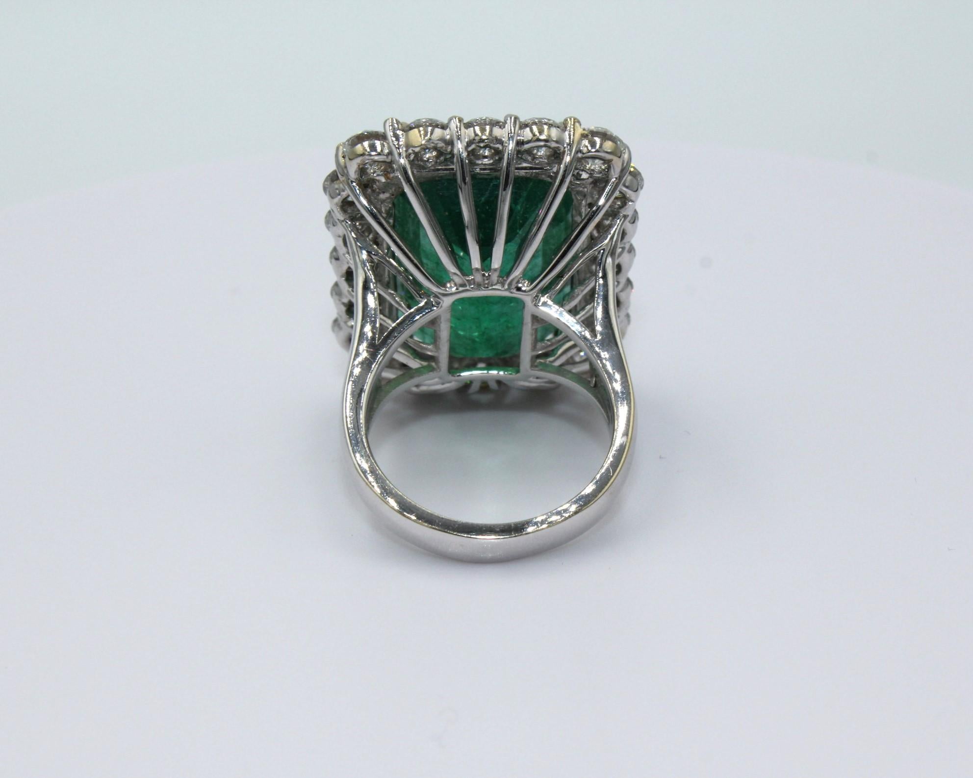 28.78 Carat Emerald Diamond Ring In New Condition In New York, NY