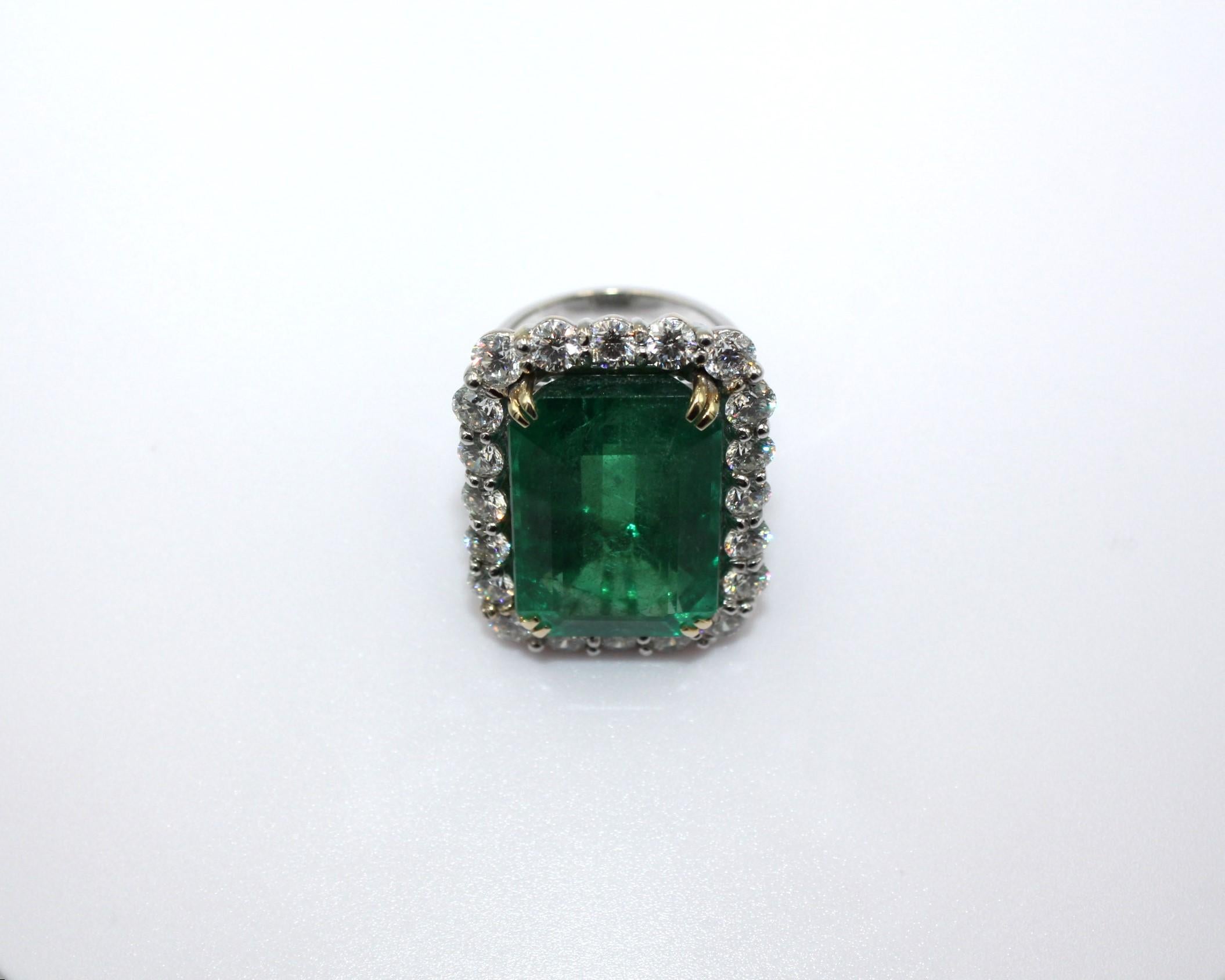 Women's 28.78 Carat Emerald Diamond Ring