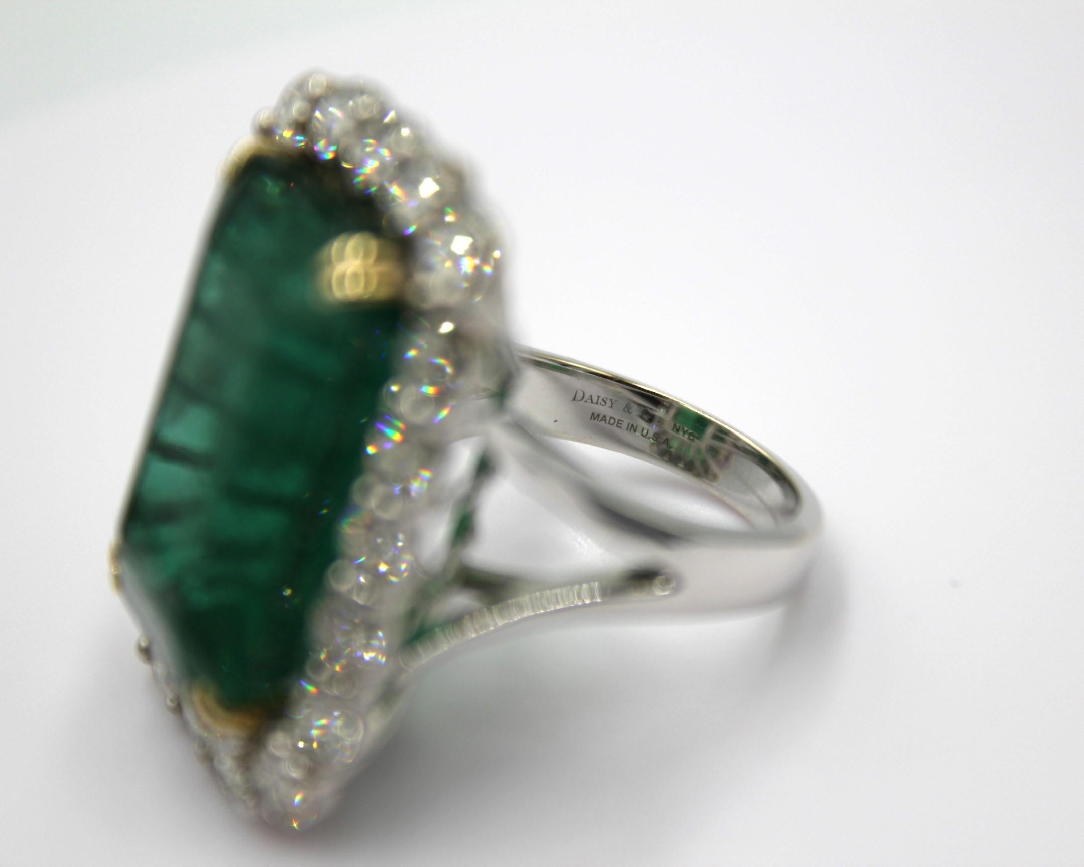 28.78 Carat Emerald Diamond Ring 1