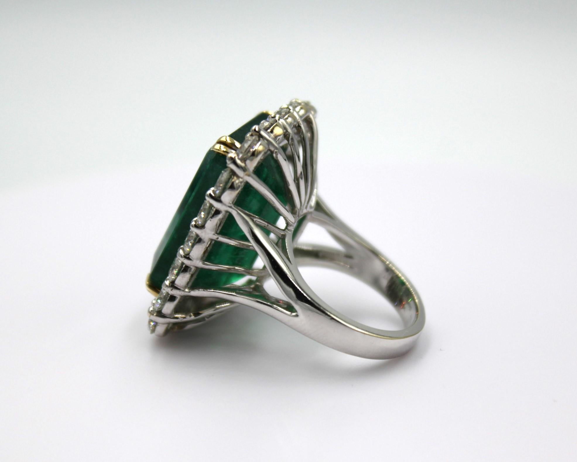 28.78 Carat Emerald Diamond Ring 2