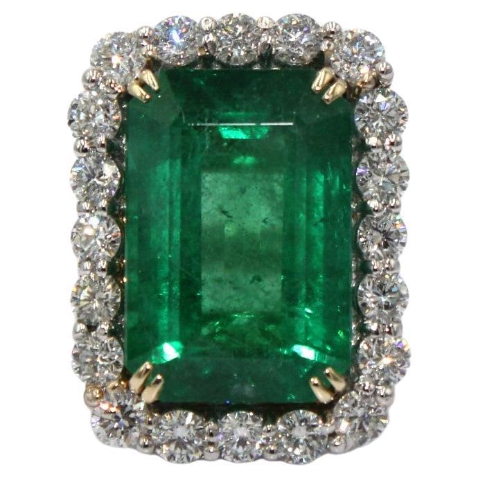 28.78 Carat Emerald Diamond Ring