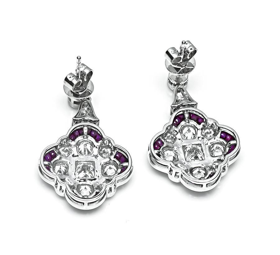 Pendientes de diamante de 2,87 ct y rubí de 1,22 ct en Bueno estado para la venta en New York, NY