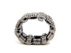 2.87CT Hinged Flex Grill Weave Cross Hatch Deco Diamonds Ring 18KT Blacken*