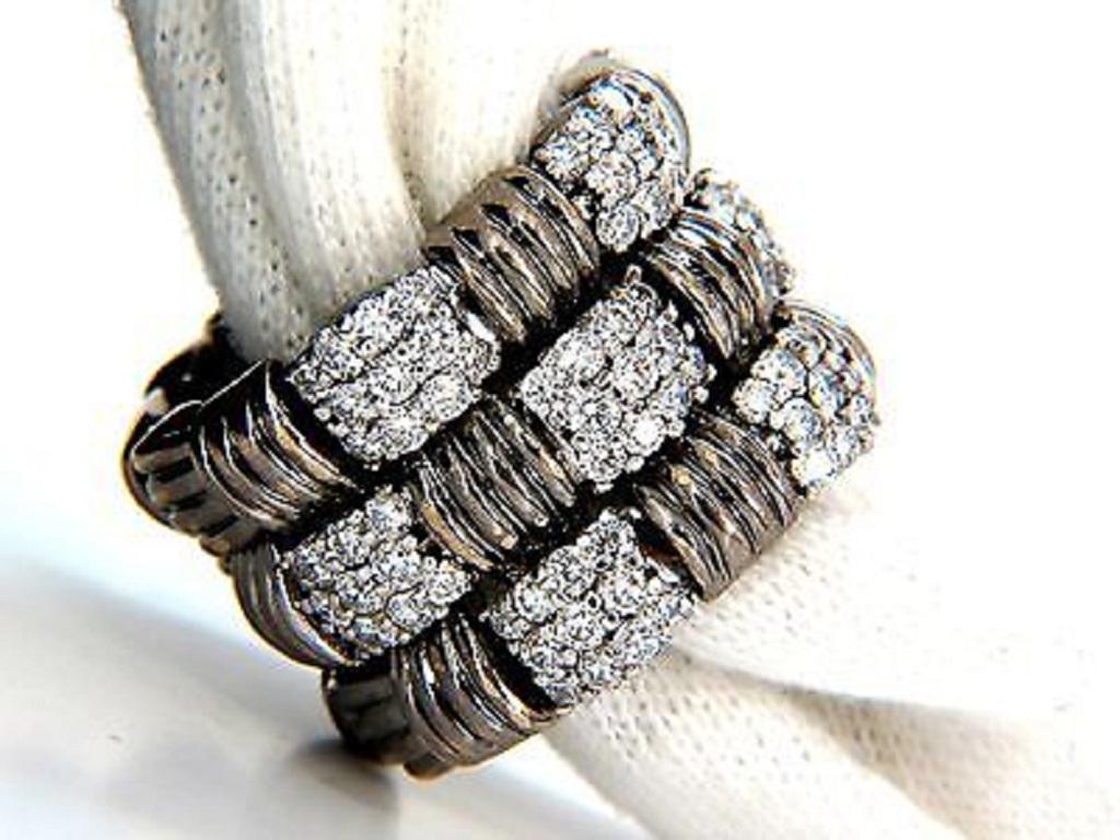 Round Cut 2.87CT Hinged Flex Grill Weave Cross Hatch Deco Diamonds Ring 18KT Blacken For Sale
