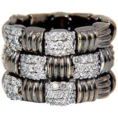 2.87CT Hinged Flex Grill Weave Cross Hatch Deco Diamonds Ring 18KT Blacken*