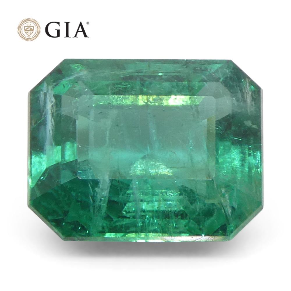2.87ct Octagonal/Emerald Cut Green Emerald GIA Certified Zambia (F2) For Sale 6