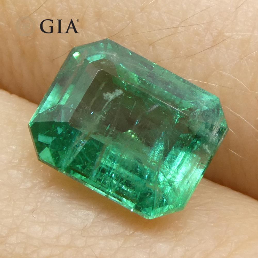 2.87ct Octagonal/Emerald Cut Green Emerald GIA Certified Zambia (F2) For Sale 8