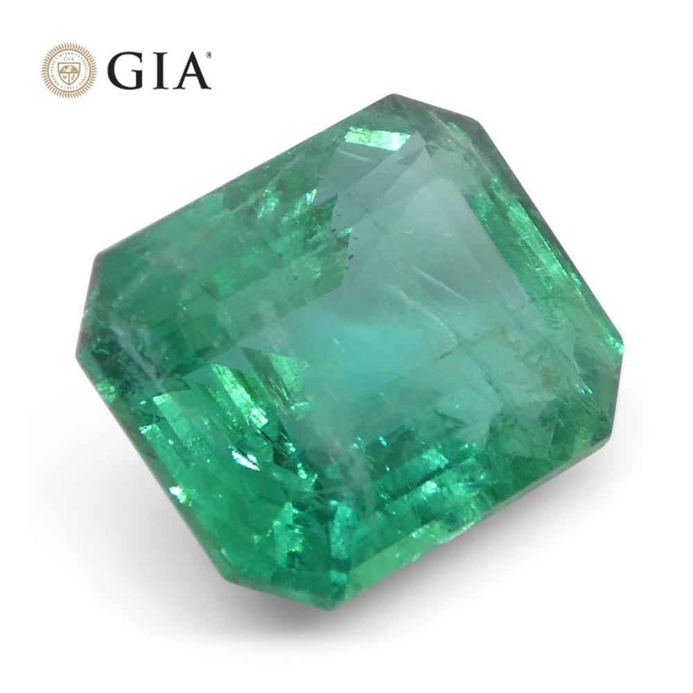 2.87ct Octagonal/Emerald Cut Green Emerald GIA Certified Zambia (F2) For Sale 3