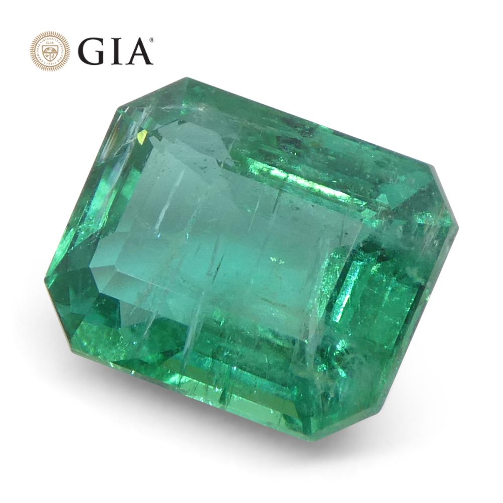 2.87ct Octagonal/Emerald Cut Green Emerald GIA Certified Zambia (F2) For Sale 5
