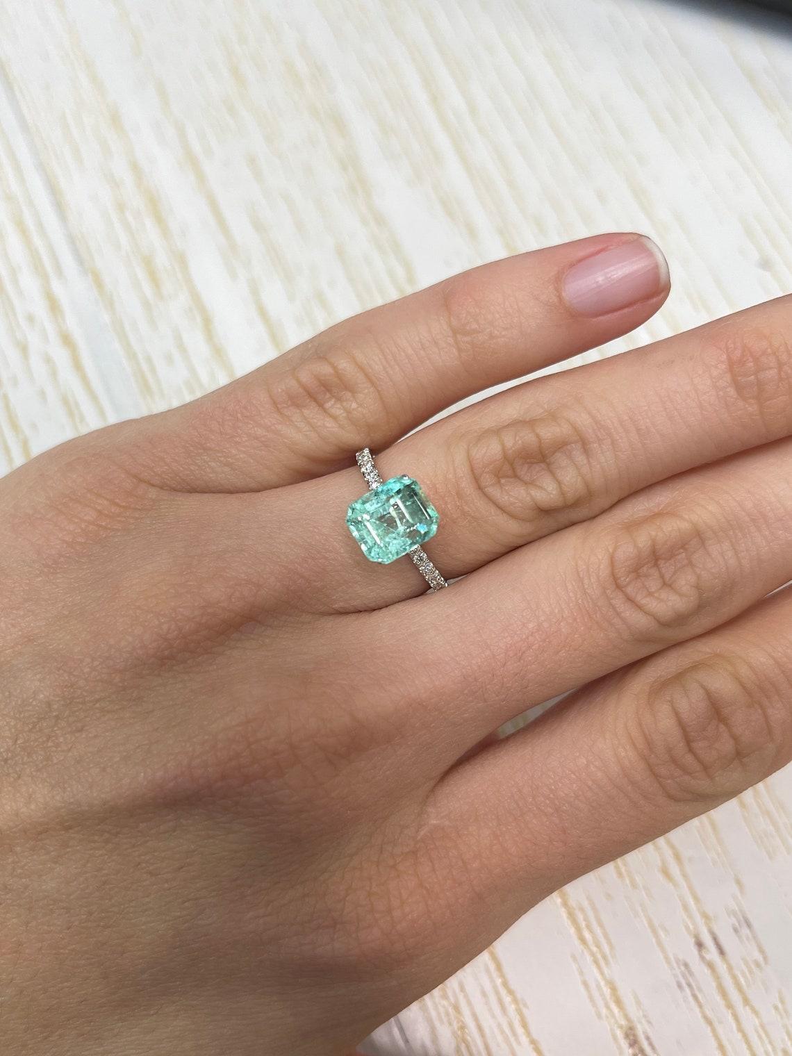 2.87ct Seafoam Green Colombian Emerald 9x8mm Emerald Cut Light Green Genuine Gem For Sale 4