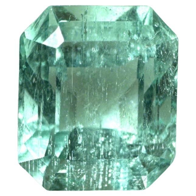 2.87ct Seafoam Green Colombian Emerald 9x8mm Emerald Cut Light Green Genuine Gem