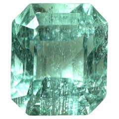 2.87ct Seafoam Green Colombian Emerald 9x8mm Emerald Cut Light Green Genuine Gem