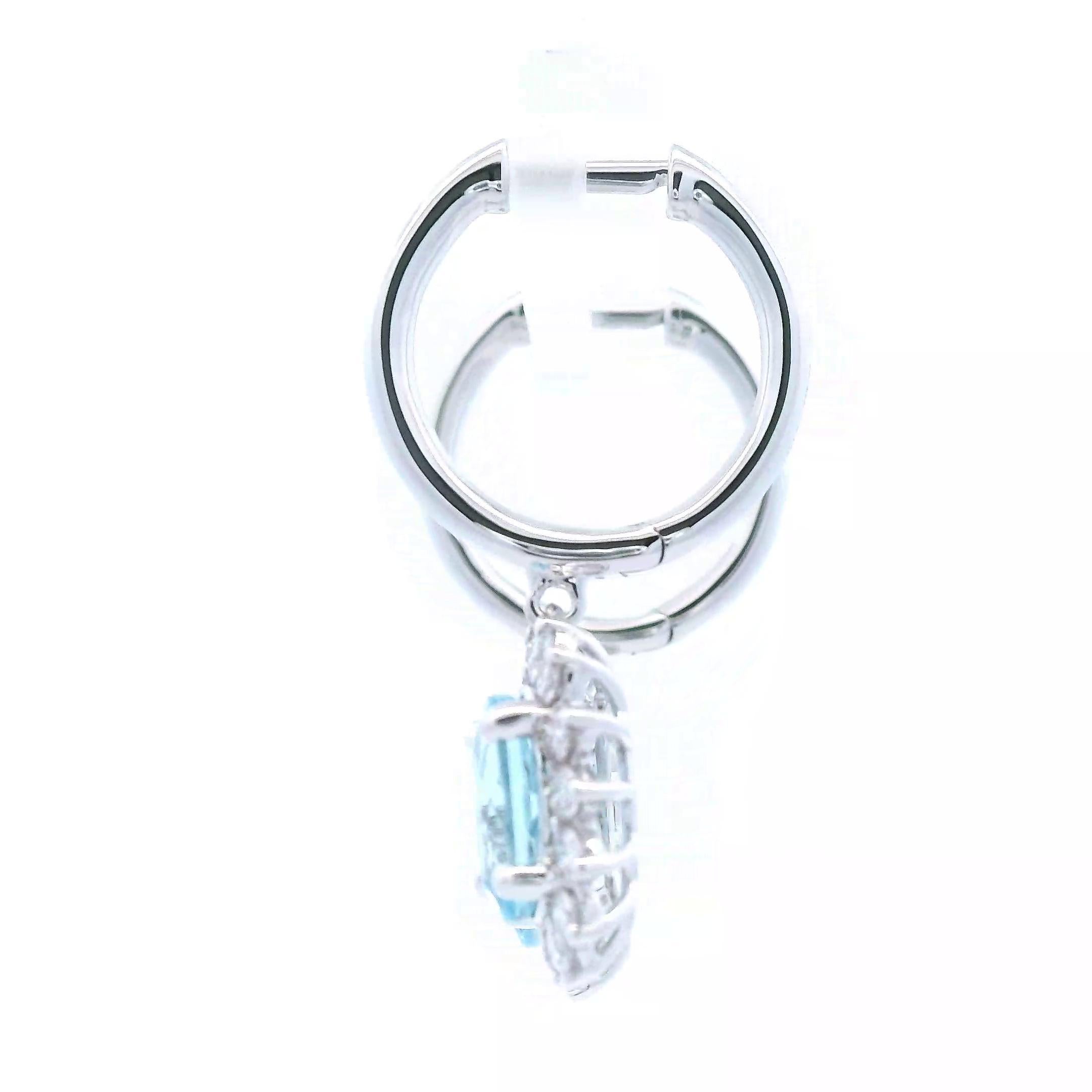 Oval Cut 2.87ctt Oval Aquamarine & Diamond Earrings White Gold For Sale