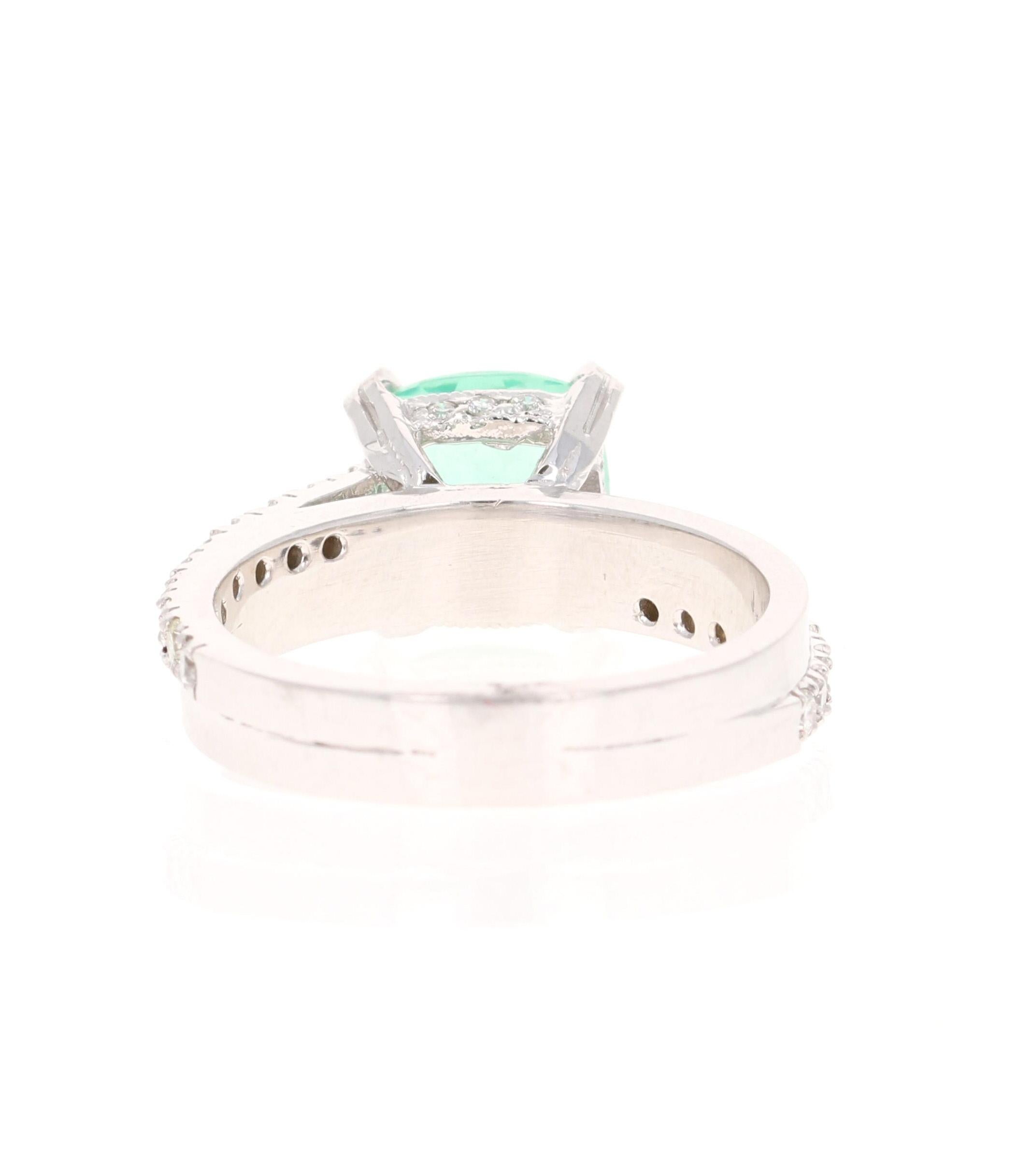 Contemporary 2.88 Carat Apatite Diamond 14 Karat White Gold Ring For Sale