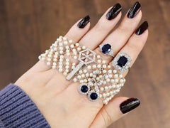 2.88 Carat Basaltic Sapphire and 0.22 Carat Diamond Platinum Ring Circa 1920