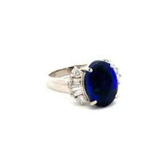 2,88 Karat Schwarzer Opal und Diamant Platin Vintage Statement Cocktail-Ring