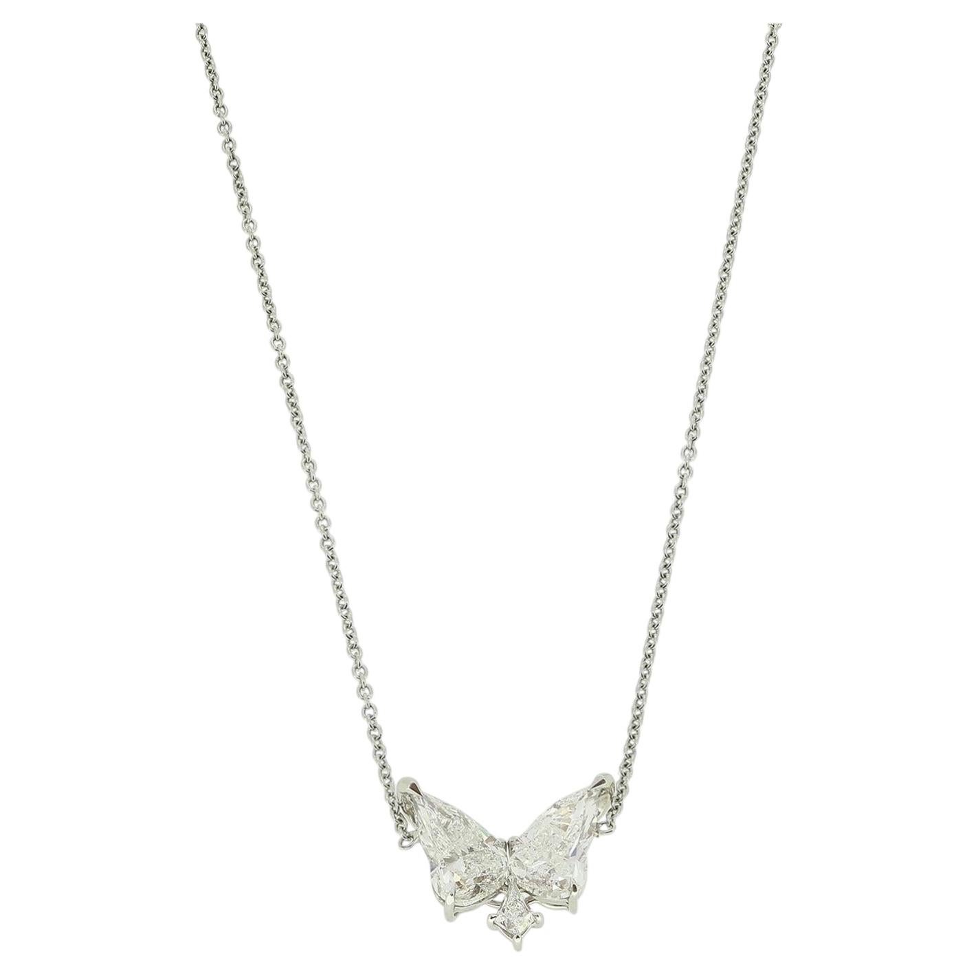 2.88 Carat Diamond Butterfly Necklace For Sale