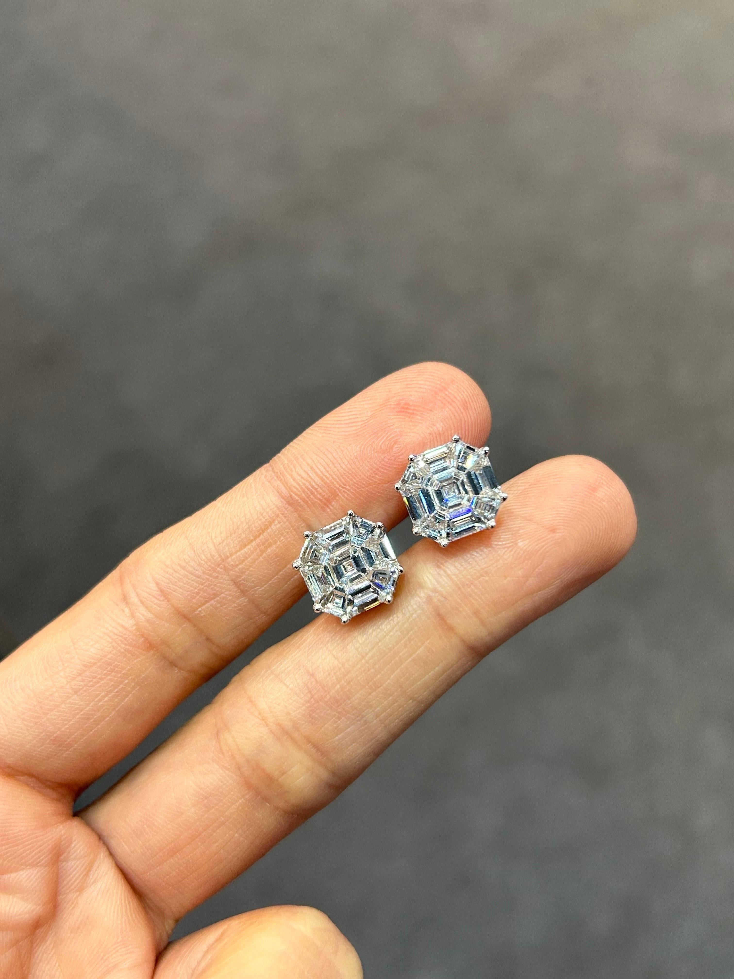 Moderne Boucles d'oreilles à sertissage invisible de 2,88 carats de diamant en vente
