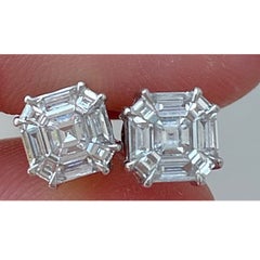 Boucles d'oreilles à sertissage invisible de 2,88 carats de diamant