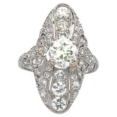 Bague Art déco avec diamants de 2,88 carats taille vieille Europe I-H VS2-SI