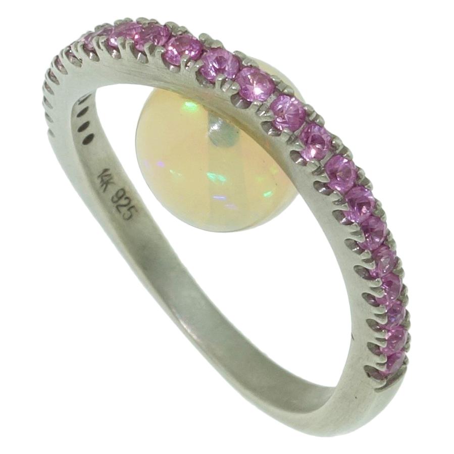 2.88 Carat Opal and Pink Sapphire Statement Ring For Sale