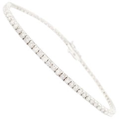 2.88 Carat Round Brilliant Cut Diamond Tennis Bracelet 14 Karat White Gold