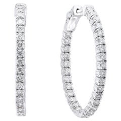 Boucles d'oreilles avec diamants ronds de 2,88 carats en or blanc 14K