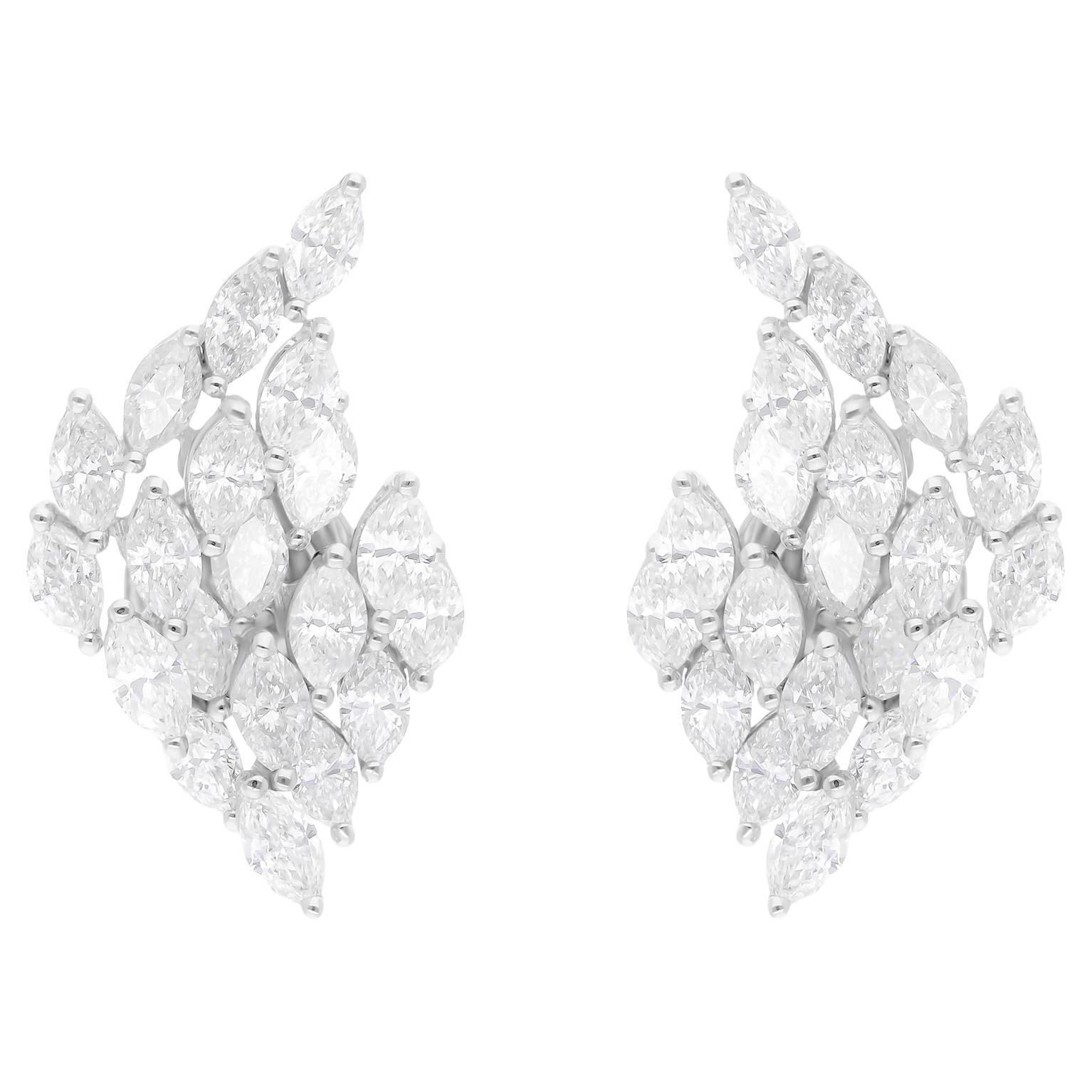 Pendientes de diamantes marquesa de 2,88 quilates, claridad SI y color HI, oro blanco de 14 quilates
