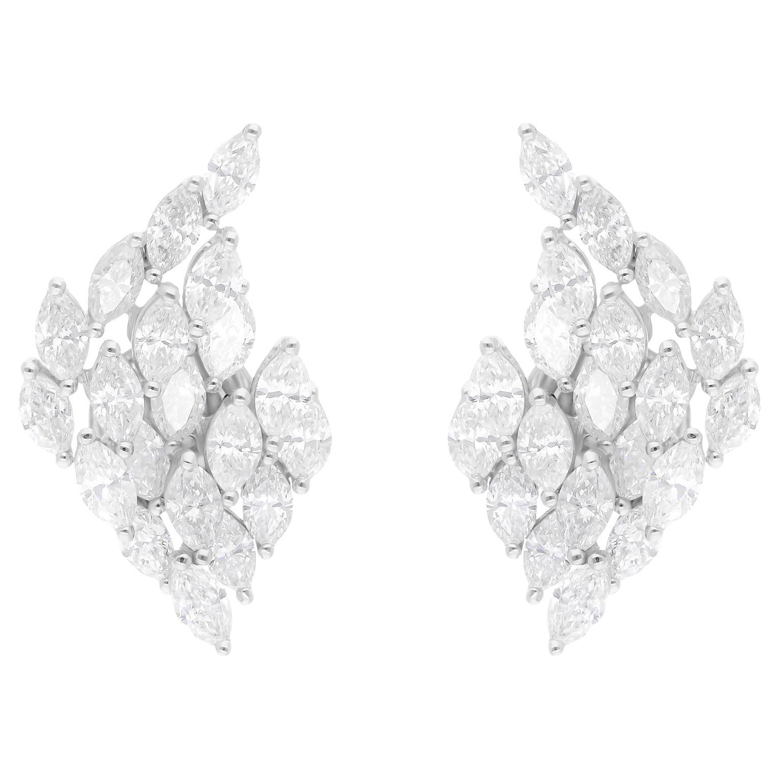 2.88 Carat SI Clarity HI Color Marquise Diamond Earrings 14 Karat White Gold