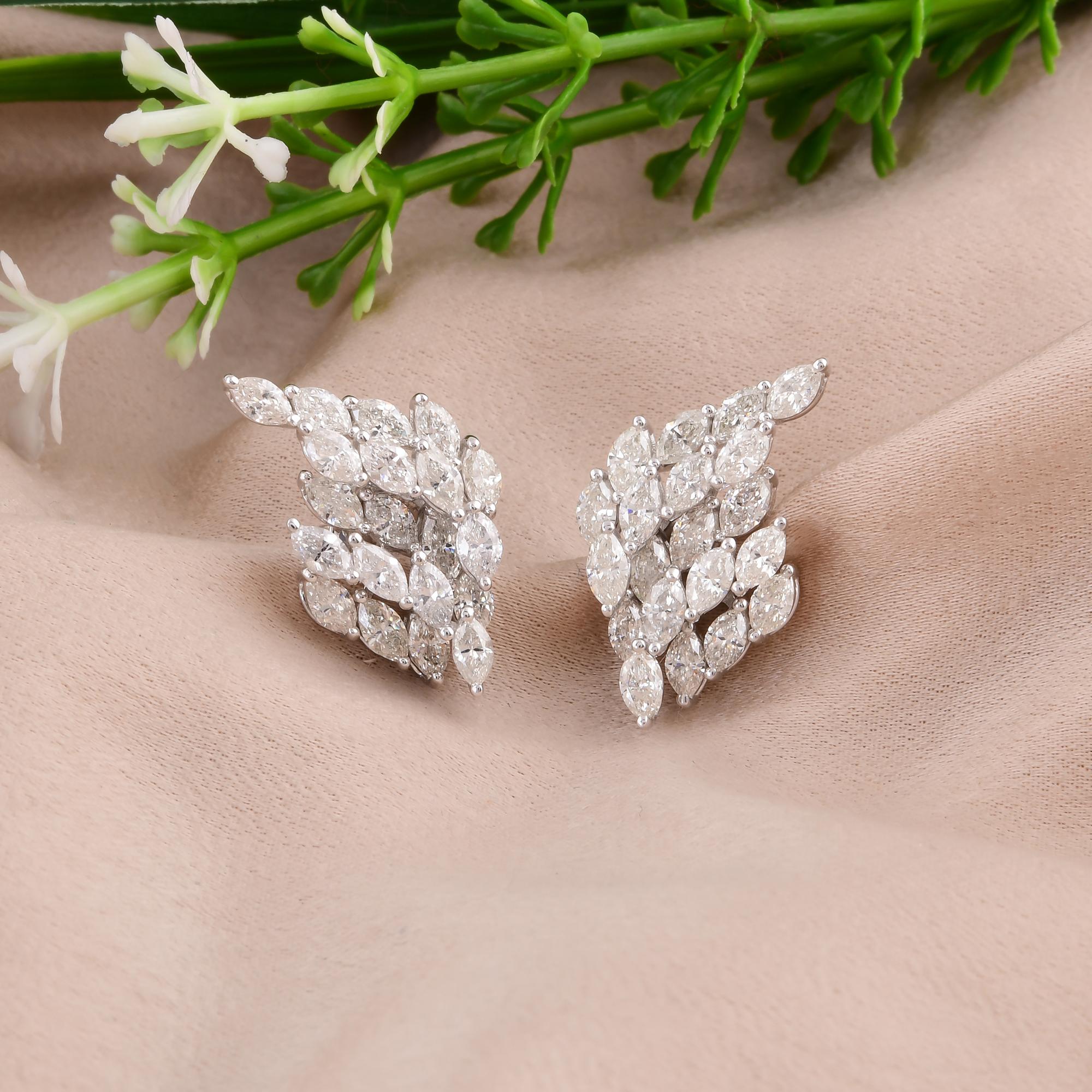 2,88 Karat SI Reinheit HI Farbe Marquise Diamant-Ohrringe 18 Karat Weißgold (Moderne) im Angebot