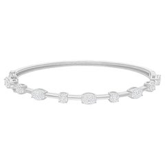 2.88 Carat SI/HI Multi Shape Diamond Sleek Bracelet 18 Karat White Gold Jewelry