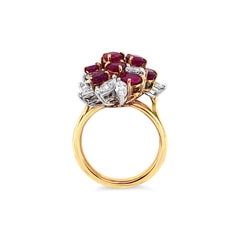 2.88 Carat 'total weight' Ruby and Diamond Cluster Ring in 18 Karat Yellow Gold