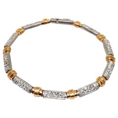 2.88 Carat Yellow White Gold Diamond Tennis Bracelet