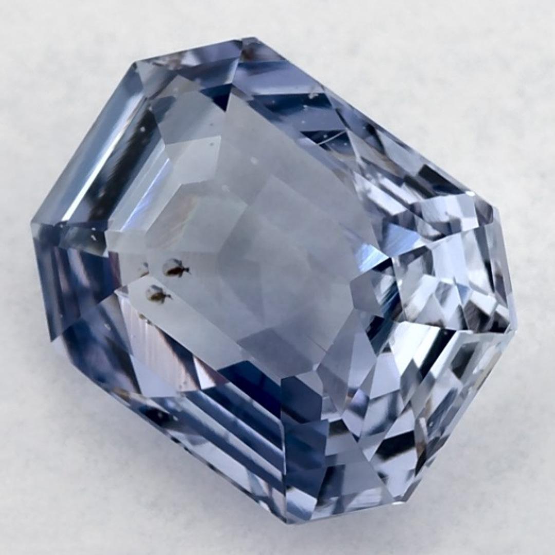 2,88 Karat blauer Saphir Oktagon zertifiziert loser Edelstein (Smaragdschliff) im Angebot